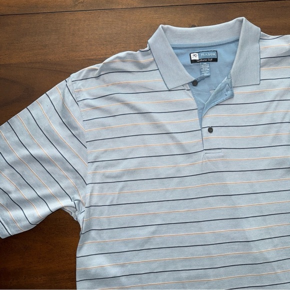 Jos. A Bank Leadbetter Cotton Golf Short Sleeve Polo Blue Stripe Men's Size XXL - Picture 1 of 6